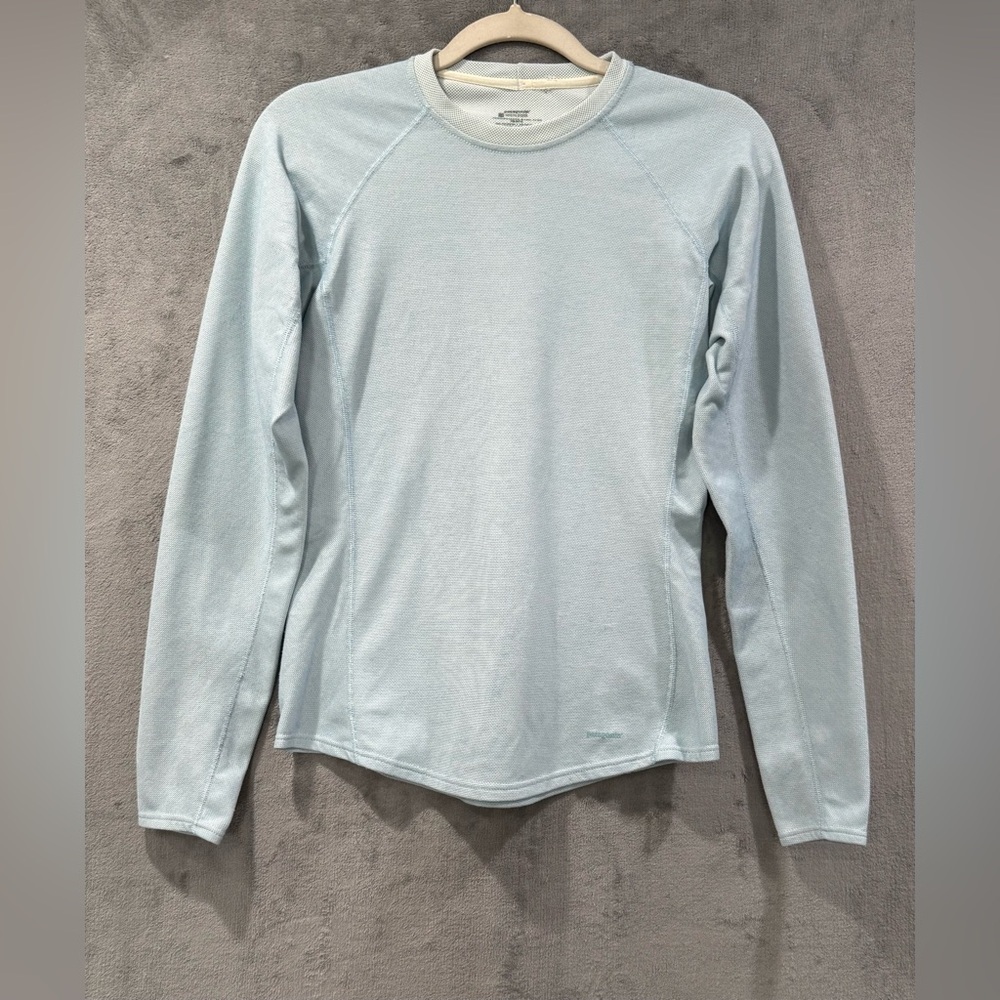 Patagonia Performance Shirt Womens M Blue Base Layer Long Sleeve Hiking Running
